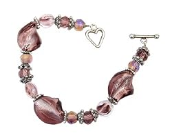 Bracelet - B35 - Handmade Murano Glass & Fire-Polished Beads - Toggle Closure ~ Lt. Amethyst Twist
