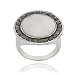 Sterling Silver Marcasite and Faceted Round White Agate Ring, Size 9