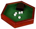 Wood Hexagonal Dice Tray - Felt Lined - 12.5"