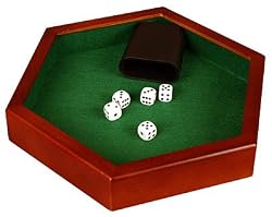 Wood Hexagonal Dice Tray - Felt Lined - 12.5"