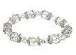Bracelet - B39 - Faceted Fire Polished Glass and Faceted Glass Beads - Stretch ~ Clear AB Iridescent