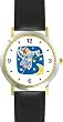 Angel with Bugle No.2 - Cherub, Angel or Cupid Theme - WATCHBUDDY&reg; DELUXE TWO-TONE THEME WATCH - Arabic Numbers - Black Leather Strap-Size-Large ( Men's Size or Jumbo Women's Size )
