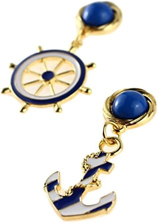 Mixxo Ship Anchor Rudder Navy Sailor Dangle Earrings Drop Earrings