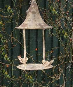 Aged Metal Hanging Bird Feeder