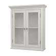 Elegant Home Fashions Madison Avenue Collection Shelved Wall Cabinet with Glass-Paneled Doors, White