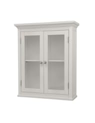 Furniture: Elegant Home Fashions Madison Avenue Collection Shelved Wall Cabinet with Glass-Paneled Doors, White - Elegant Home Fashions