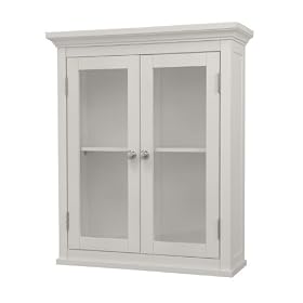 Elite Home Fashions Madison Avenue Collection Shelved Wall Cabinet with Glass Paneled Doors, White Elite Home Fashions Madison Avenue Collection Shelved Wall Cabinet with Glass-Paneled Doors, White