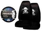 A Set of 2 Universal Fit Skull White Seat Covers and 1 Comfort Grip Steering Wheel Cover 411xub WhlL. SL160 A Set of 2 Universal Fit Skull White Seat Covers and 1 Comfort Grip Steering Wheel Cover