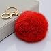 ReNext Novelty Rabbit Fur Ball Charm Key Chain for Car Key Ring or Bag (Red)