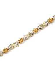 10kt Yellow Gold Oval Citrine and Diamond Bracelet