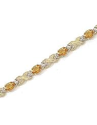 14kt Yellow Gold Oval Citrine and Diamond Bracelet