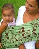 All Natural 100% Cotton Reversible Baby Sling Carrier with Leg Rest Cushion, Cool Green Apple Design
