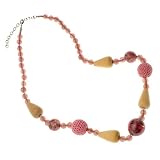 Violet Baked Glass Ball Beaded Collar Necklace with Crochet and Wood Beads