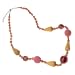 Violet Baked Glass Ball Beaded Collar Necklace with Crochet and Wood Beads