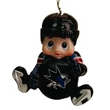 Pack of 3 NHL San Jose Sharks Little Guy Hockey Player Christmas Ornaments 3"
