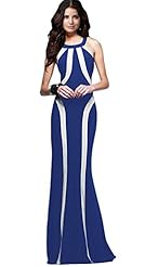 Sexy Halter Colorblocking Mermaid Polyester Maxi Dress 