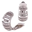 Lightweight Silvertone Crystal 3/4" CLIP-ON Half Hoop Earring Fashion Jewelry