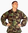 Jacket BDU Woodland Camo Nyco R/S Lg Reg - Valor 127005, Clothing Jackets