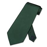 IMAGE OF 100% SILK Solid Hunter Green Color Neck Tie. Men's NeckTie.