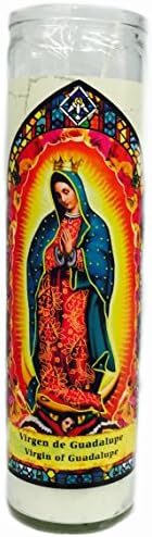 8" Mother Mary Candle in 12" Glass