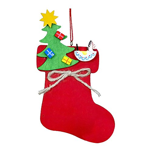Alexander Taron Christian Ulbricht Ornament – Xmas Tree on Red Stocking – 4.5H x 2.5W x .25D