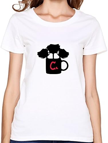 OYFFMT Women's C Txt Black Roses Mug T-shirt - XL White