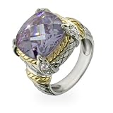 Eve's Addiction Designer Style Brilliant Cut Lavender CZ Cocktail Ring