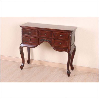 Carved Wood Five Drawer Wall Table