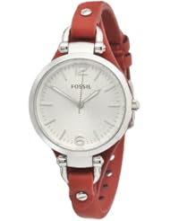 Fossil Georgia Three Hand Leather Watch - Red Es3147