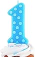 Oasis Supply 1st Birthday Polka Dot Boy Candles, 3 1/4-Inch
