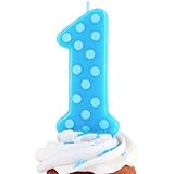Oasis Supply 1st Birthday Polka Dot Boy Candles, 3 1/4-Inch