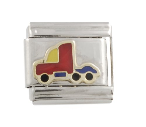 SilverBin Enamel Paint Big Rig Diesel Truck Stainless Steel Italian Charm Link