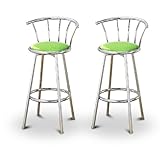 2 Green Glitter Vinyl Chrome Swivel Bar Stool Barstools