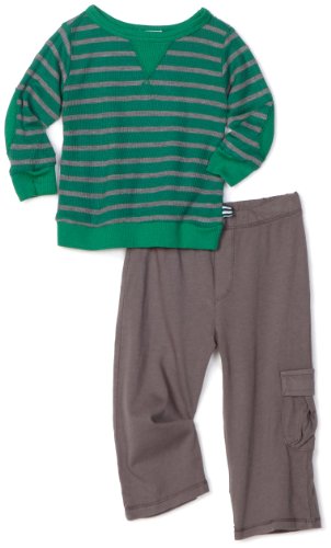 Splendid Littles Baby-boys Infant Granite Thermal Stripe Set, Forest, 3-6 Months