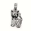 Sterling Silver Cat Pendant with Clear Cubic Zirconia - Height: 17mm