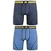 Men's Athletic Stretch Boxer Brief Underwear (2 pack), LARGE, Dark Heather Blue/ Collegiate Navy Lucky Blue/ Colle