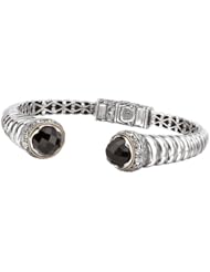 Enchanta Collection Sterling Silver Round Black Onyx Cuff
