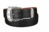 Lucchese Classics W01777 Ranch Leather & Caiman Crocodile Belt Mens - Black
