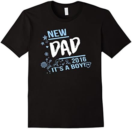 Men's New Dad It's A Boy 2016 New Baby Announcement T-Shirt  XL Black