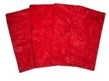ArtisanStreet's Bright Carmine Red Design Two-Ply Batik Napkins Set of 4. Reversible Construction with Topstitching. Machine Washable, No Iron. Hand Crafted, Limited Edition.