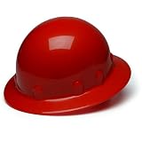 Pyramex Red Full Brim Style 4 Point Ratchet Suspension Sleek Shell Hard Hat