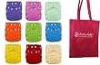 FuzziBunz&reg; One Size Cloth Diapers 12 Pack Gender Neutral (new) Colors with Dainty Baby Reusable Bag Bundle, Colors May Vary
