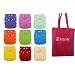 FuzziBunz� One Size Elite Cloth Diapers 12 Pack Gender Neutral Colors with Dainty Baby Reusable Bag Bundle, Colors May Vary