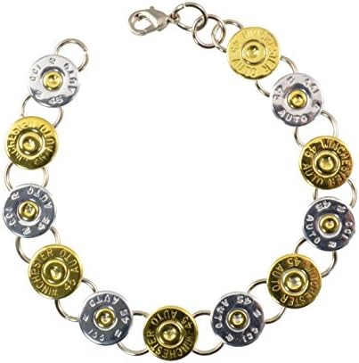 Spent Rounds Designs 45 Caliber Goldtone And Silvertone Bullet Casings Link Bracelet