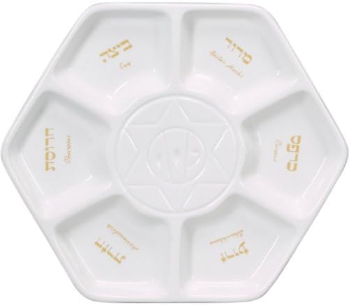 Traditional Hexagon Porcelain Passover Seder Plate