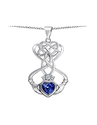 Celtic Love By Kelly (tm) Celtic Knot Claddagh Heart Pendant with Heart Shape Created Sapphire