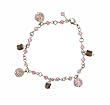 Bracelet - B270 - Lampwork, Fire Polished Glass and Swarovski (tm) Crystal Beads - Adjustable to Fit + Matching Organza Bag ~ Rose (Pink)
