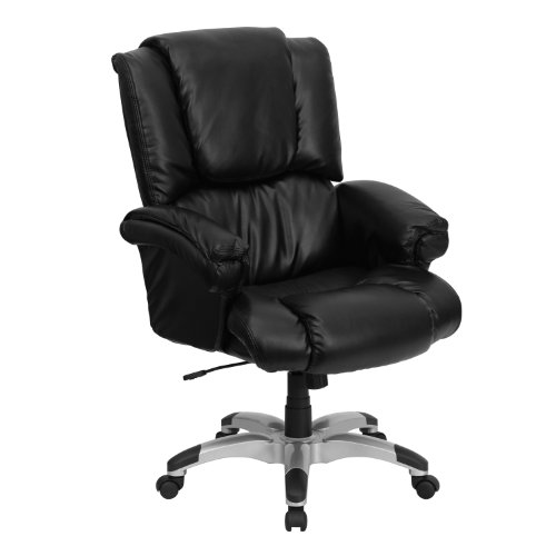 Flash Furniture GO-958-BK-GG High Back Black Leather Over Stuffed Executive Office Chair