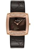 Women's Swarovski Crystal Brown Leather