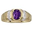 10K Yellow/White Gold 0.01 ct. Diamond and 7 x 5 MM Oval Shaped Amethyst Ring